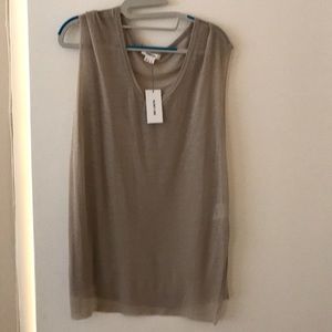 Helmut Lang Flowing sheer muscle tank w/ slits